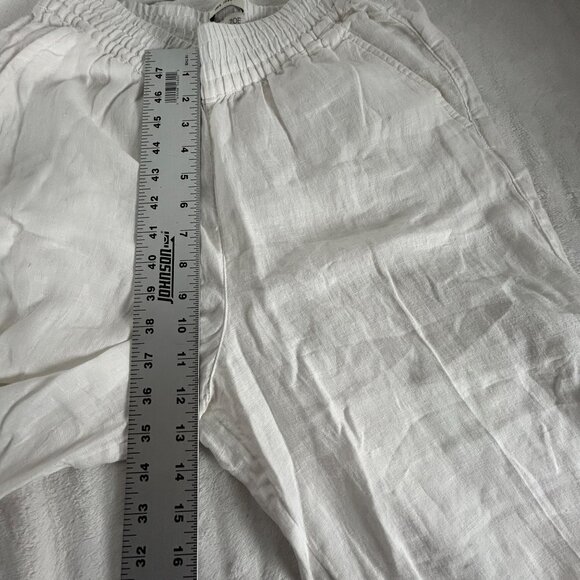 Rachel Zoe Womens White Linen Wide-Leg Pants Small Elastic Waist Pull-On Casual - Picture 7 of 9